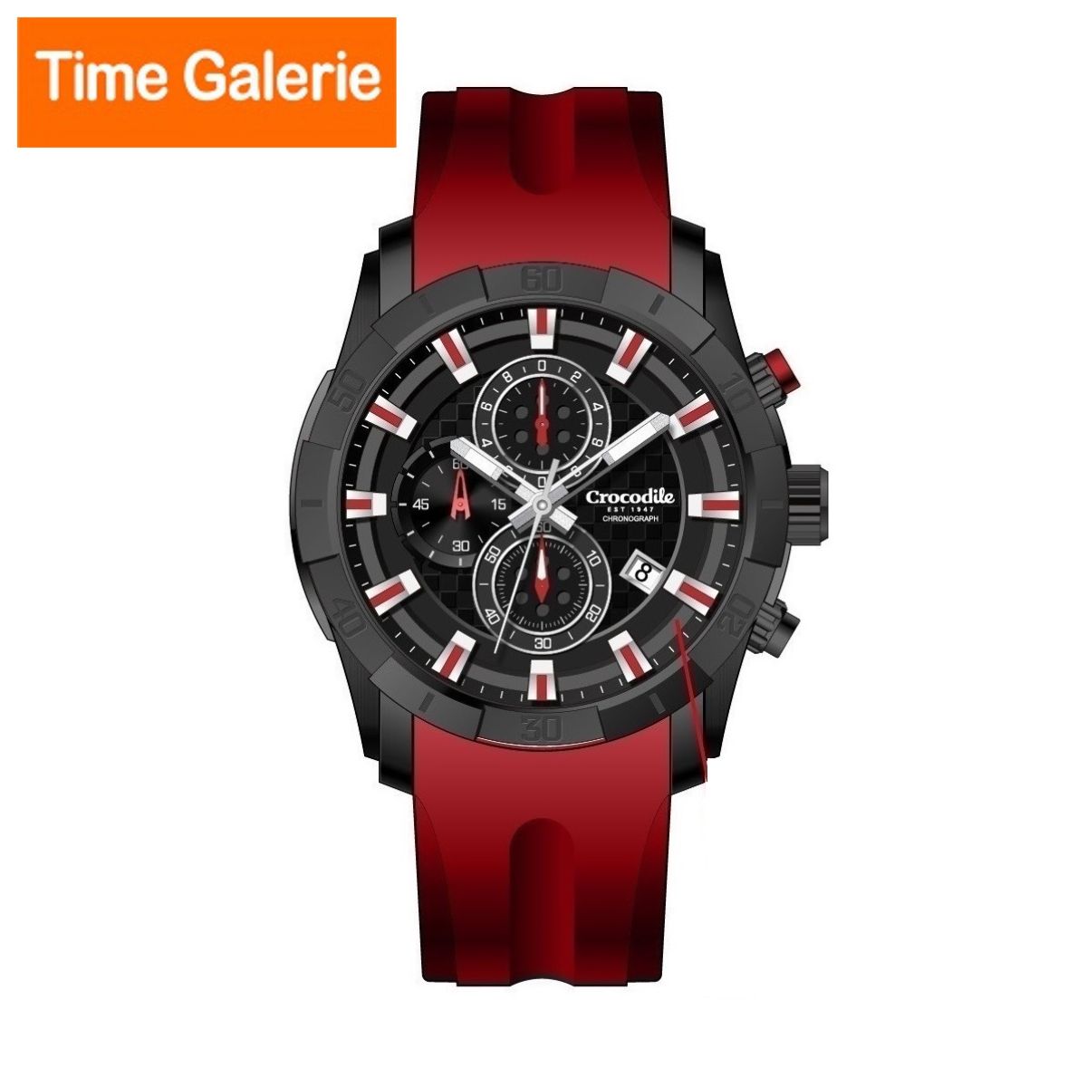 Crocodile CRDW7153 188C Red Strap With Black Dial Analog Men Watch
